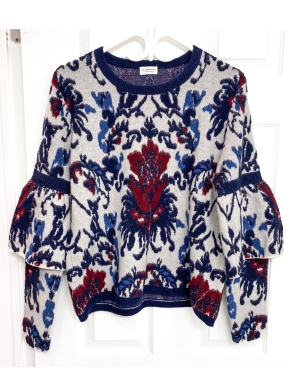 Club Monaco Floral Motif Jacquard Cashmere Blend Sweater